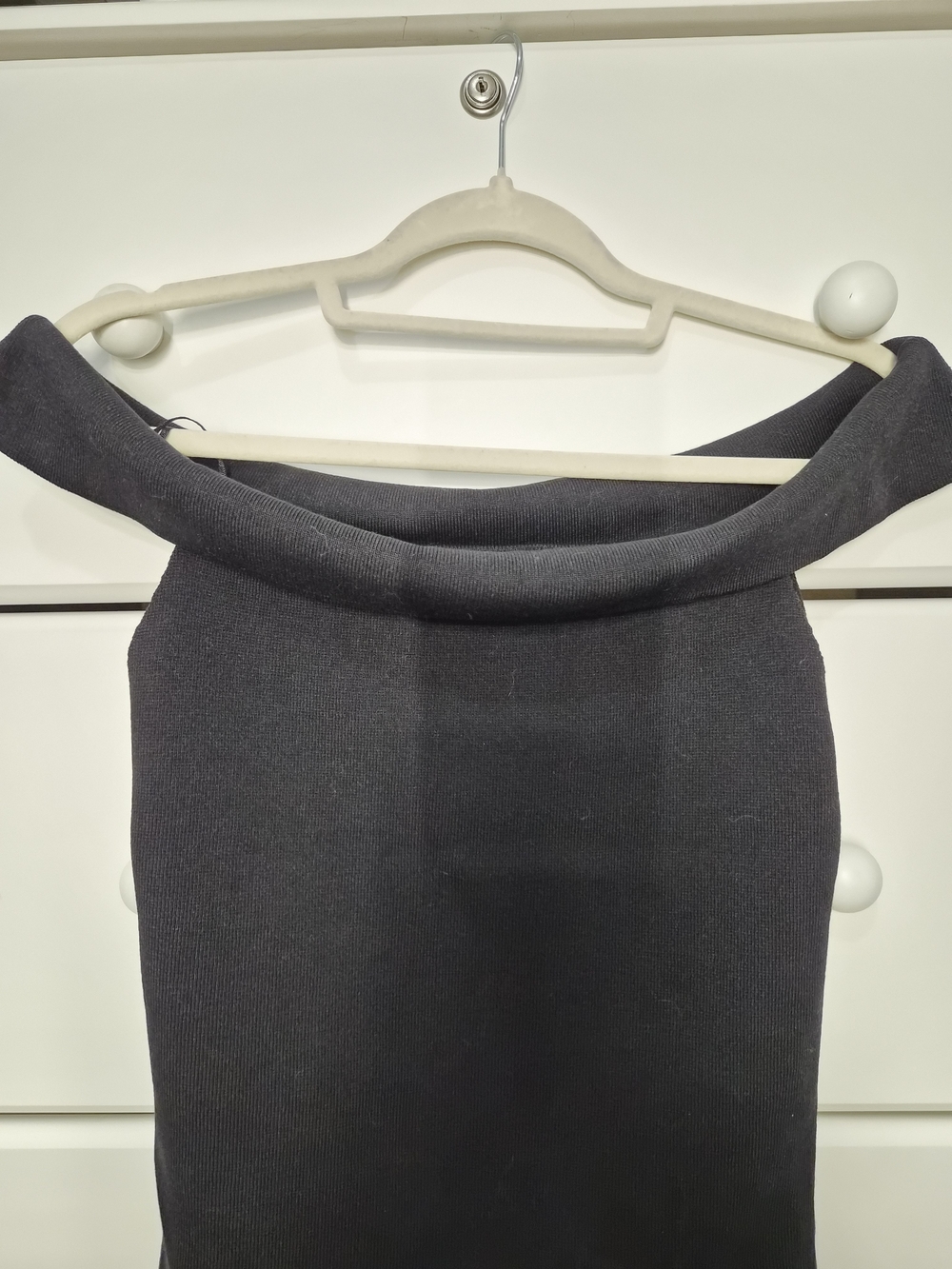 Zara Black Knit Top with Folded Neckline